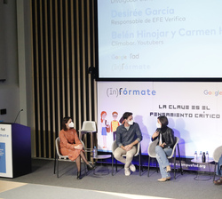Conversatorio "Fact Checkers e Influencers, dos caras de la responsabilidad en la creación de contenidos digitales" moderado por la maestra 