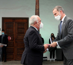 Su Majestad el Rey durante la imposición de condecoraciones al Mérito de la Protección Civil