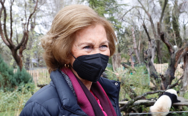 Su Majestad la Reina Doña Sofía durante la primera salida a la pradera de los gemelos de panda Jiu Jiu y You You