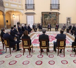 Vista general de la audiencia de Su Majestad el Rey con una representación de la Confederación Empresarial de Hostelería de España