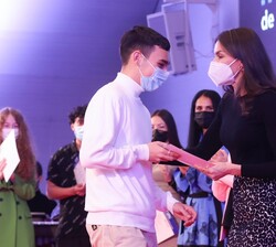 Su Majestad la Reina durante la ceremonia de entrega de los galardones