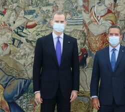 Su Majestad el Rey junto al Gobernador del Estado Libre Asociado de Puerto Rico, Pedro Rafael Pierluisi Urrutia