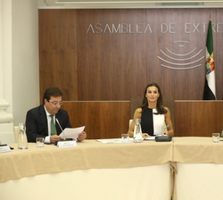 Doña Letizia preside la reunión del Consejo de real Patronato sobre Discapacidad en la Sala Autonomía de la sede de la Asamblea de Extremadura.