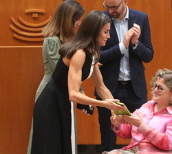 Doña Letizia entrega el Premio de Defensa de Derechos de las personas con discapacidad a la presidenta de la Fundación CERMI Mujeres, Marta Valencia