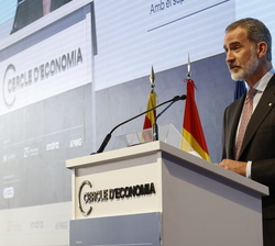 Su Majestad el Rey durante su intervención en la XXXVII reunión anual del Cercle d’Economia 