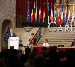 Vista general durante la intervención de Su Majestad el Rey en la entrega del “Premio Europeo Carlos V”, concedido al Foro Europeo de la D