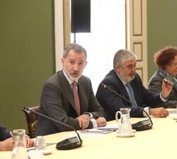 El Rey durante la reunión del Consejo Científico del Real Instituto Elcano de Estudios Internacionales y Estratégicos