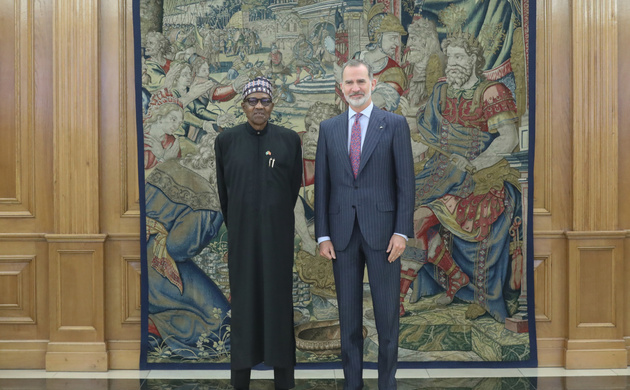 Su Majestad el Rey acompañado del Presidente de la República Federal de Nigeria, Muhammadu Buhari con motivo de su visita de trabajo a España