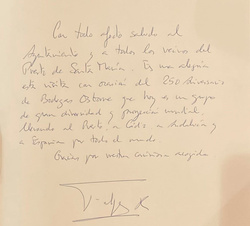 Dedicatoria de Su Majestad el Rey en el Libro de Honor del Ayuntamiento de El Puerto De Santa María