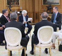 Intervención del presidente de la Real Academia de Doctores de España, Antonio Bascones Martínez, ante Don Felipe durante la audiencia