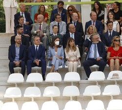 La Reina en la sesión de entrenamiento en las instalaciones del Estadio Vallhermoso de Madrid