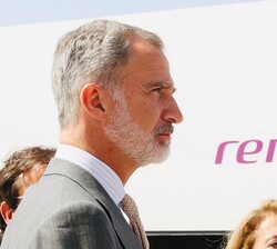 Su Majestad el Rey durante la parada en la estación de Mérida