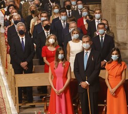 Sus Majestades los Reyes y Sus Altezas Reales la Princesa de Asturias y la Infanta Doña Sofía durante la ceremonia religiosa
