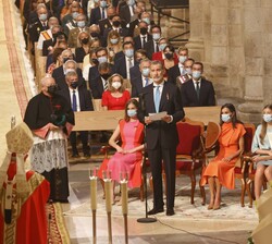 Su Majestad el Rey durante su intervención en la ofrenda al Apóstol Santiago