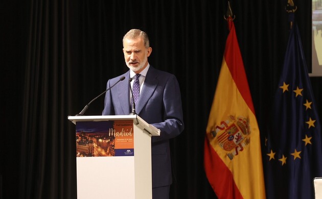 El Rey durante su intervención en la inauguración del Congreso Internacional de Abogados “Madrid 2022” Fall Meeting”