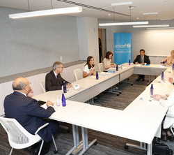 Vista general de la reunión de Su Majestad la Reina con expertos de UNICEF en Salud Mental 