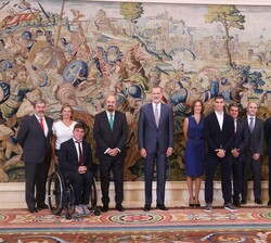 Audiencia de S.M. el Rey a los tenistas españoles ganadores en el US Open 2022, D. Carlos Alcaraz Garfia, D. Martín Landaluce Lacambra y D. Martín de 
