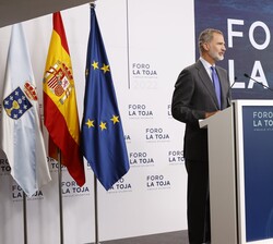 EL Rey durante su intervención en la IV edición del “Foro la Toja – Vínculo Atlántico”