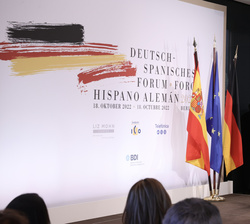 Su Majestad el Rey durante la intervención en el Foro Hispano-Alemán