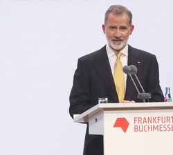 Su Majestad el Rey durante su intervención en la inauguración de la Feria del Libro de Fráncfort