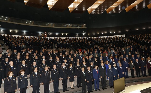 Vista general del auditorio de la Escuela Nacional de Policía, tras cerrar el acto Su Majestad el Rey