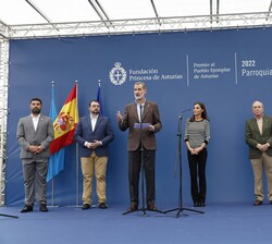 Don Felipe durante sus palabras en la entrega del Premio Pueblo Ejemplar