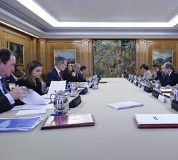 Vista general de la reunión de Sus Majestades los Reyes con la Comisión Delegada de la FPdGI