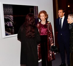 Doña Sofía durante su recorrido por las obras de los finalistas