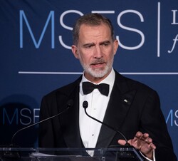 Don Felipe durante su intervención en la cena de gala del centenario del Master of Science in Foreign Service (MSFS)