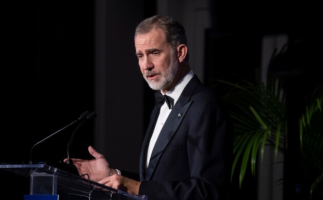 Su Majestad el Rey dirige unas palabras en la cena de gala del centenario del Master of Science in Foreign Service (MSFS)