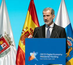 Su Majestad el Rey durante su intervención en la cena