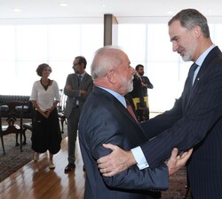 Don Felipe con el Presidente Lula momentos antes del encuentro