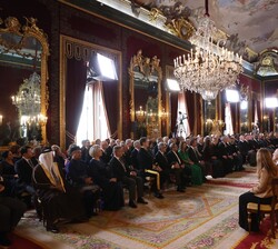 Vista general del Salón del Trono durante las palabras que Su Majestad el Rey dirigió al Cuerpo Diplomático acreditado en España