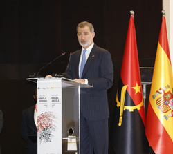 Su Majestad el Rey durante su intervención en el encuentro empresarial España Angola