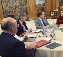 La Reina durante el desarrollo de la audiencia