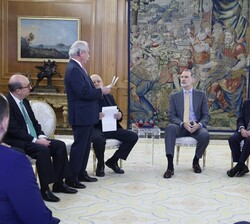 Intervención de José Félix Tezanos durante la audiencia con Su Majestad el Rey