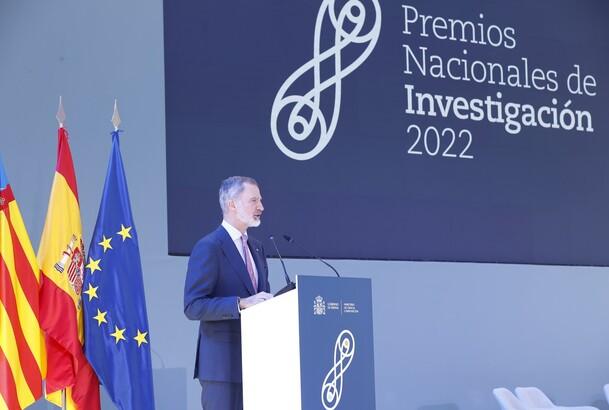 Don Felipe dirige unas palabras tras la entrega de los Premios Nacionales de Investigación