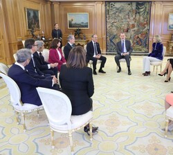 Don Felipe durante la audiencia con la Junta de Gobierno del Ilustre Colegio de la Abogacía de Madrid (ICAM)