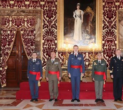 Su Majestad el Rey junto a los generales de división y vicealmirantes recibidos en audiencia