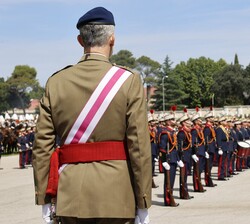 El Rey al inicio del acto frente a la fuerza