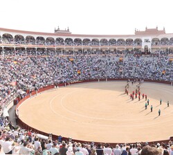 Vista general de la Plaza de Toros de Las Ventas durante el festejo