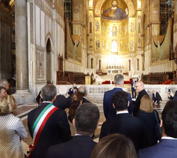 Su Majestad el Rey durante su visita a la Catedral de Monreale, Patrimonio de la Humanidad por la UNESCO