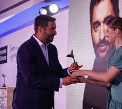 Su Alteza Real la Princesa de Asturias y de Girona entrega el galardon a Rafel Jordà Siquier