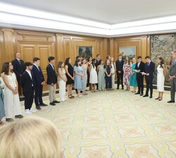 Vista general durante la audiencia de Sus Majestades los Reyes y SS.AA.RR. la Princesa de Asturias y la Infanta Doña Sofía con el Patronato de la Fund