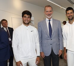 Don Felipe junto a Carlos Alcaraz y Djokovic