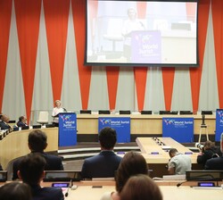 Vista general de la sala del ECOSOC durante la intervención de la presidenta de la Comisión Europea, Úrsula von der Leyen