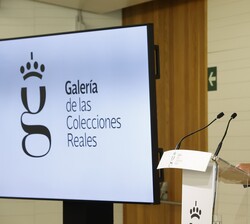 Su Majestad el Rey durante su intervención en la inauguración de la Galería de las Colecciones Reales