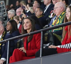 La Reina y la Infanta Sofía en el palco del “Estadio Australia/Accor Stadium”