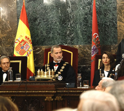 Su Majestad el Rey durante la intervención del Fiscal General del Estado, Álvaro García Ortíz