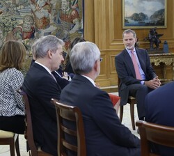 El Rey durante el desarrollo de la audiencia a los presidentes de las Cámaras Europeas